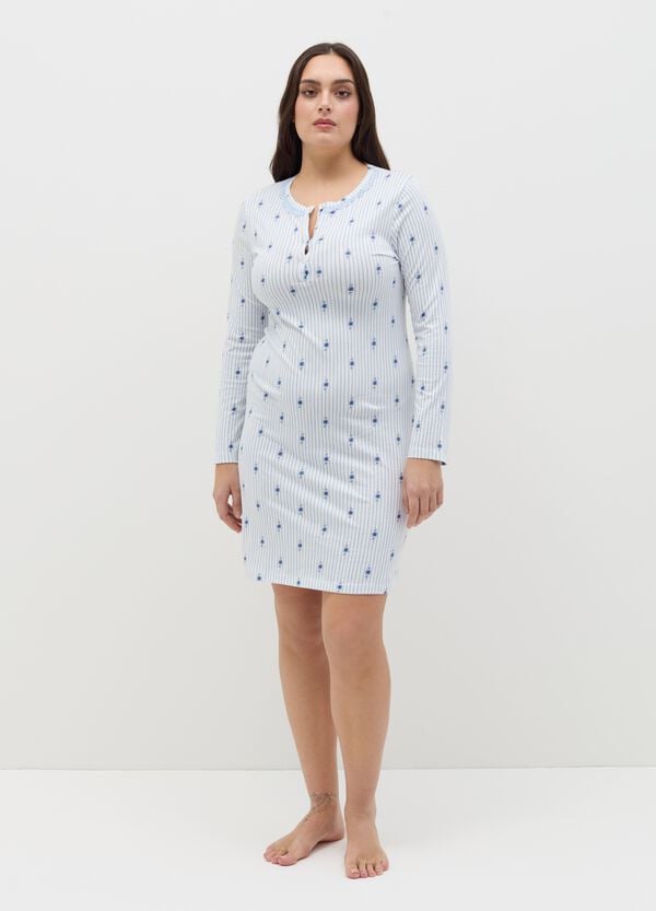 Ovs Camicia da notte a righe con fiorellini