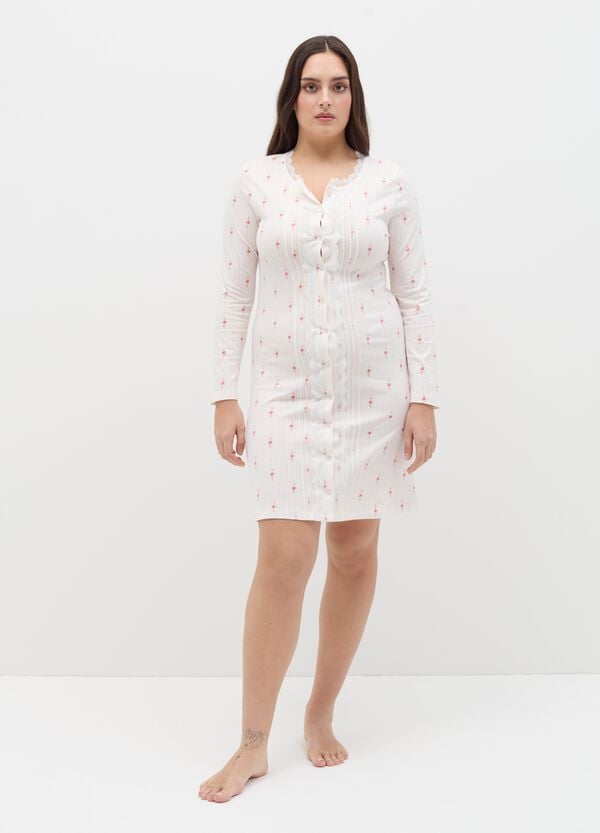 Ovs Camicia da notte a righe con fiorellini