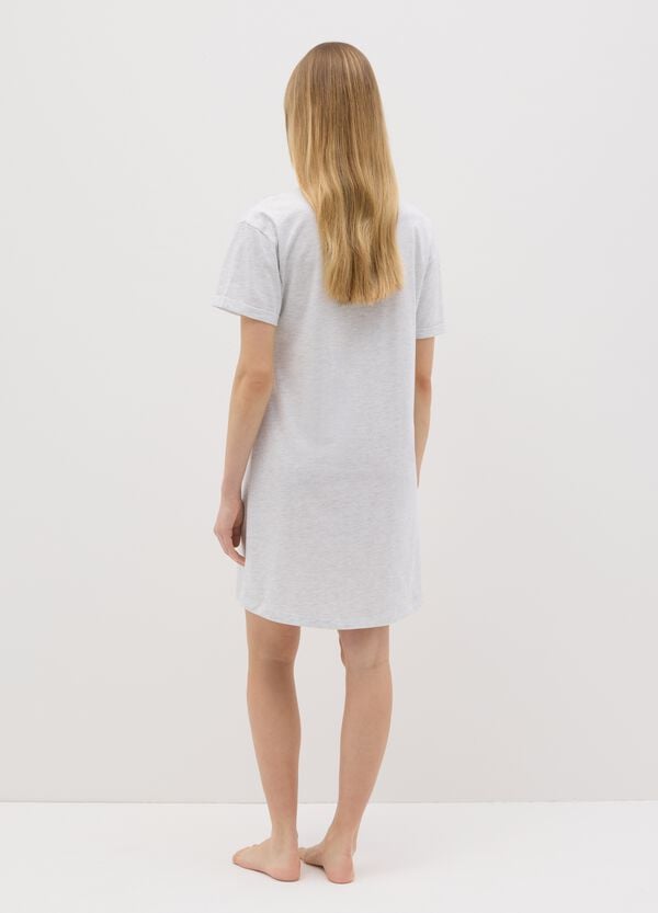 Ovs Camicia Da Notte Grigio Con Stampa "Be Real"