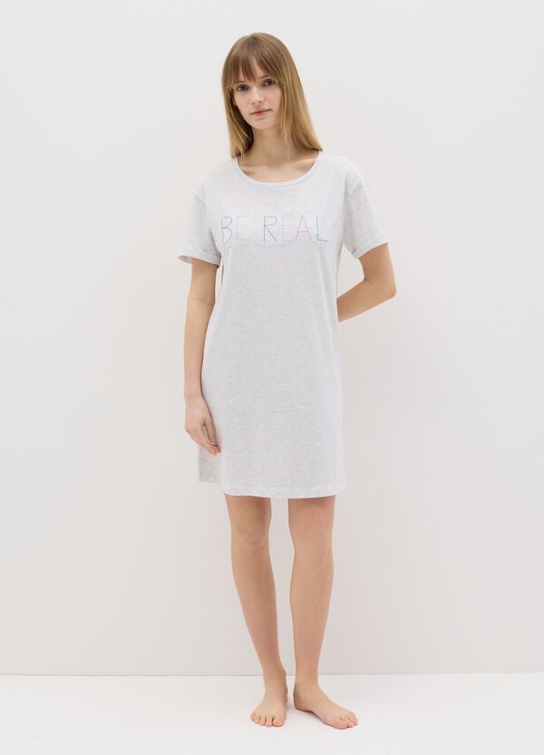 Ovs Camicia da notte grigio con stampa "Be Real"