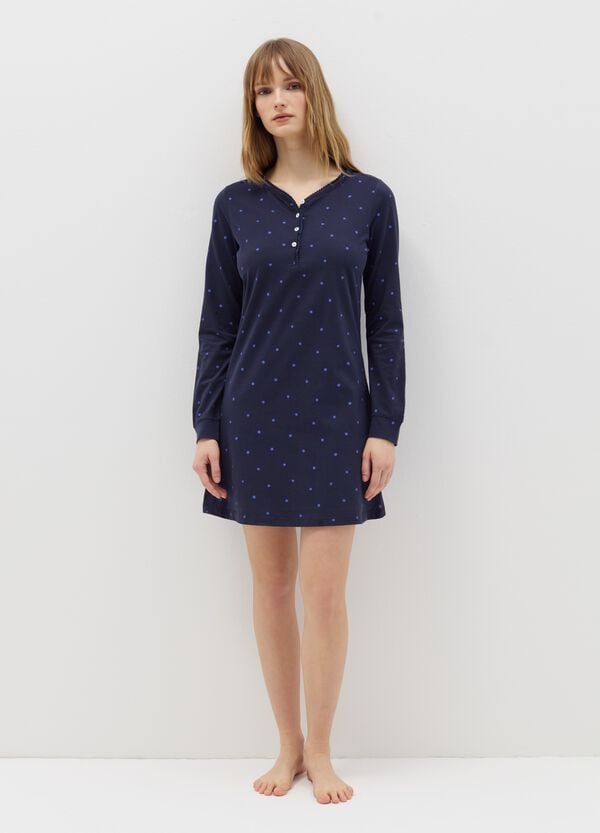 Ovs Camicia da notte in cotone fantasia pois