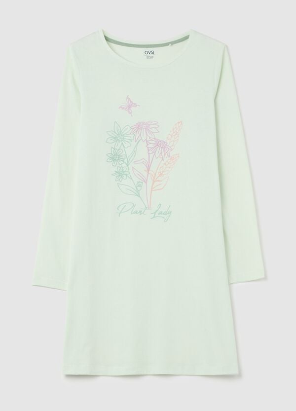 Ovs Camicia da notte in cotone stampa "Plant Lady"