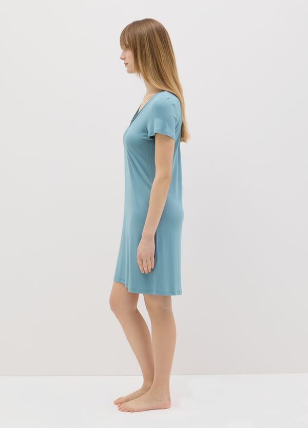 Ovs Camicia Da Notte In Viscosa Stretch Azzurra