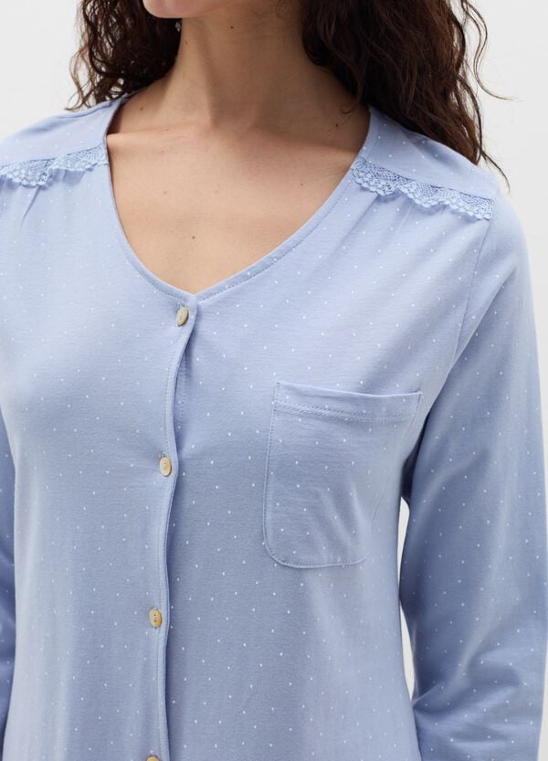 Ovs Camicia Da Notte Micro Pois Con Bottoni