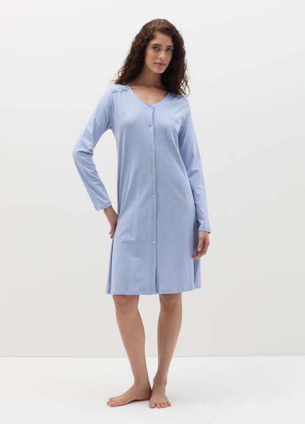 Ovs Camicia da notte micro pois con bottoni