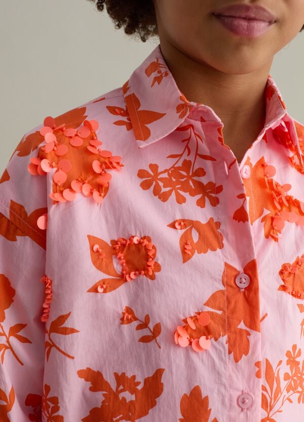 Ovs Camicia Foliage In Cotone Con Tondini