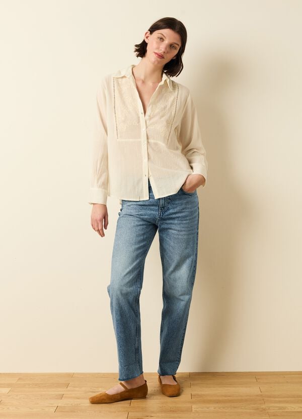 Ovs Camicia Garzata Con Dettagli In Sangallo