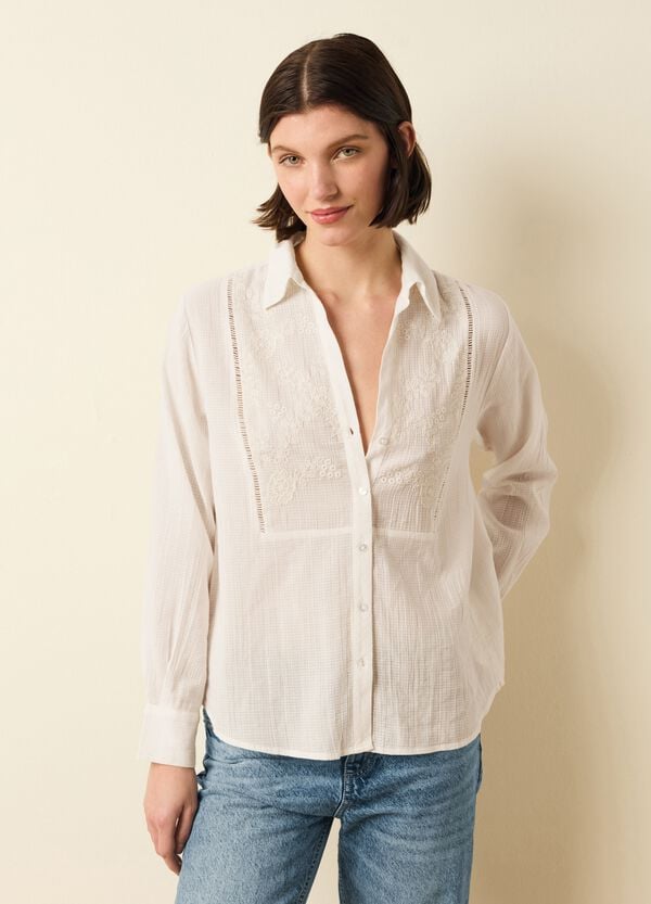 Ovs Camicia garzata con dettagli in sangallo