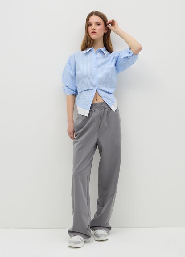 Ovs Camicia gessata con dettagli effetto doppio