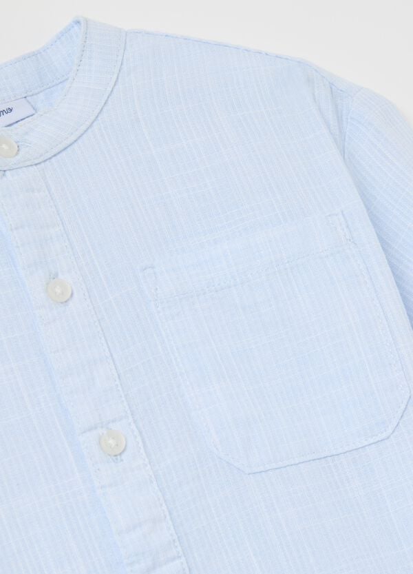 Ovs Camicia In Cotone Colletto Coreana E Tasca