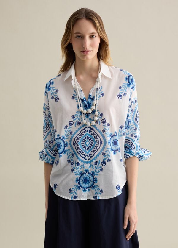 Ovs Camicia In Cotone Con Motivo Etnico