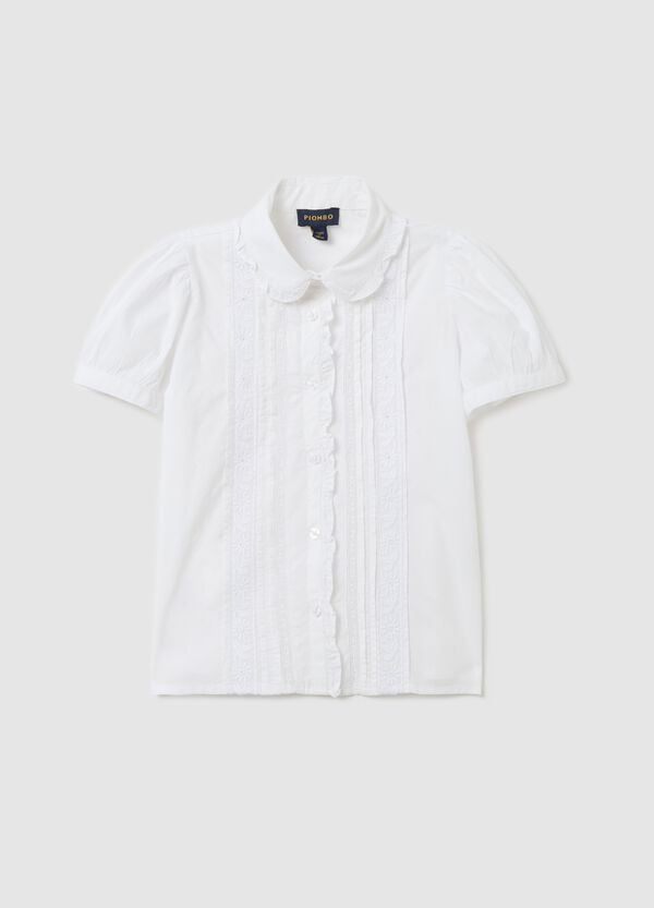 Ovs Camicia in cotone con pizzo e ricamo floreale