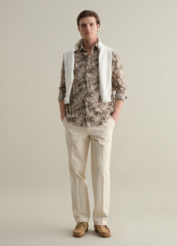 Ovs Camicia in cotone con stampa foliage