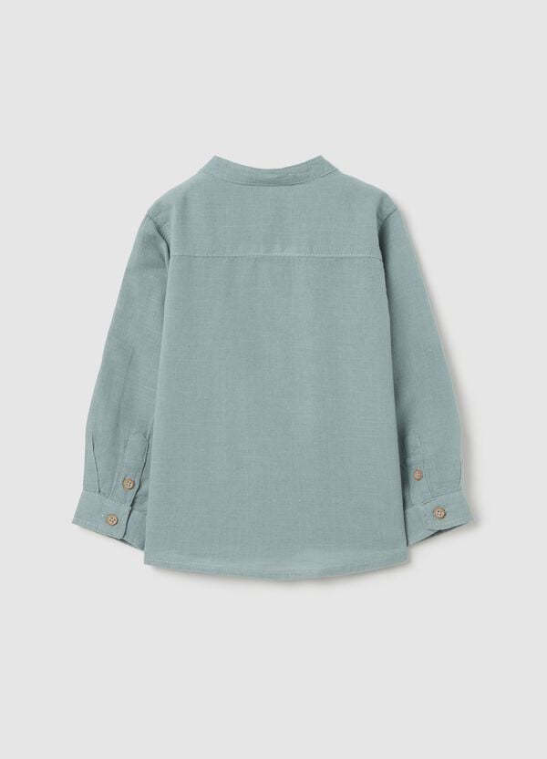 Ovs Camicia In Cotone E Lino Colletto Coreana