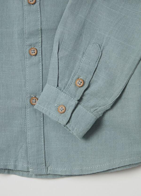 Ovs Camicia In Cotone E Lino Colletto Coreana