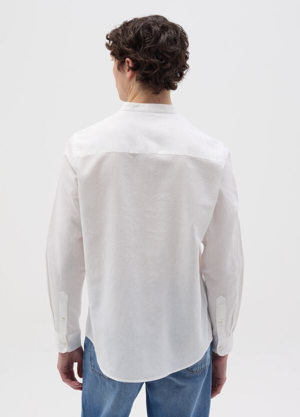 Ovs Camicia In Cotone E Lino Collo Alla Coreana
