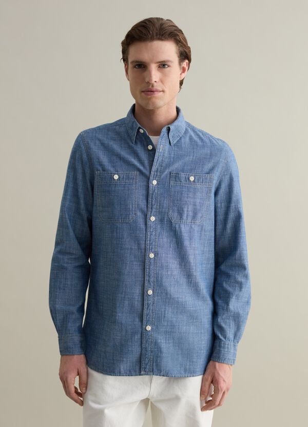 Ovs Camicia In Cotone Fiammato Con Tasche