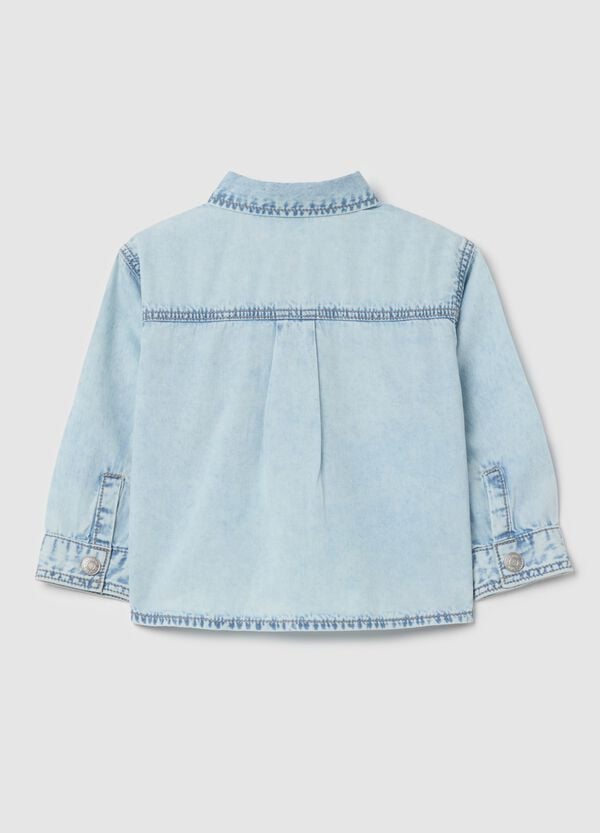 Ovs Camicia In Denim Acid Wash Con Tasche