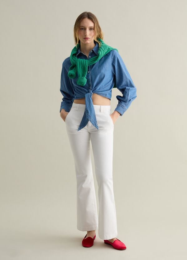 Ovs Camicia in denim blu con nodo