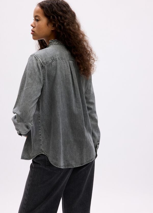 Ovs Camicia In Denim Con Bottoni Gioiello