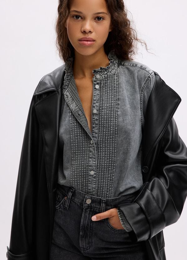 Ovs Camicia In Denim Con Bottoni Gioiello