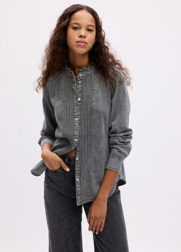 Ovs Camicia in denim con bottoni gioiello