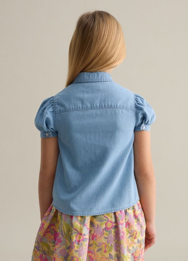 Ovs Camicia In Denim Con Logo Di Strass