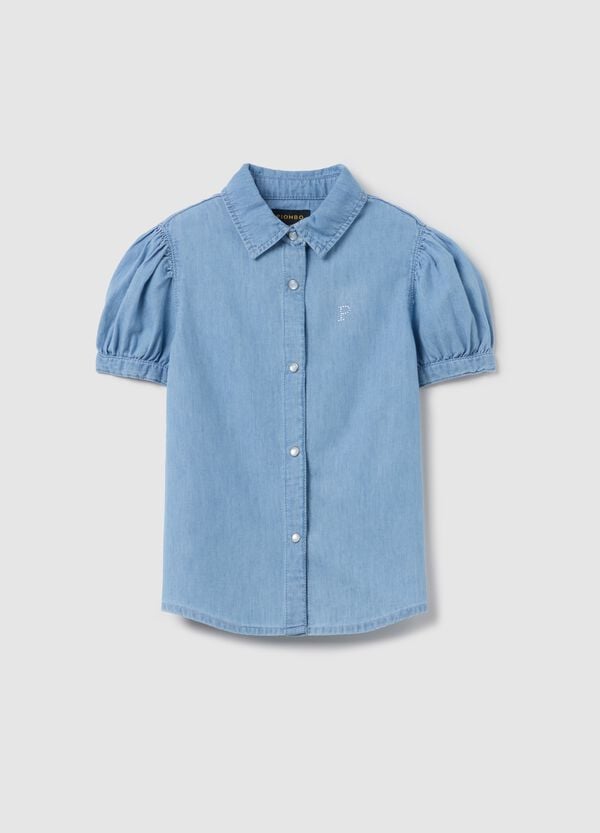 Ovs Camicia In Denim Con Logo Di Strass