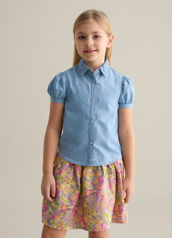 Ovs Camicia in denim con logo di strass