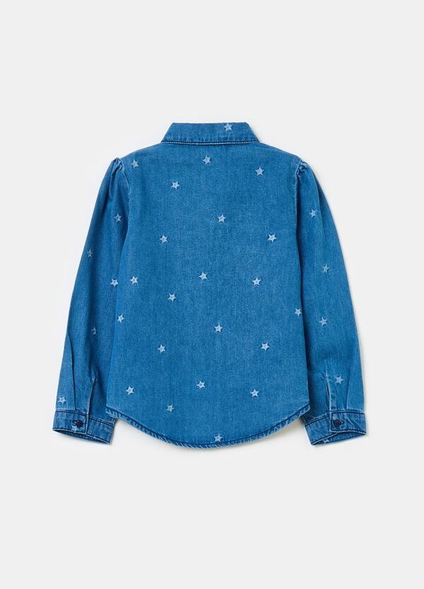 Ovs Camicia In Denim Con Ricamo Stelle