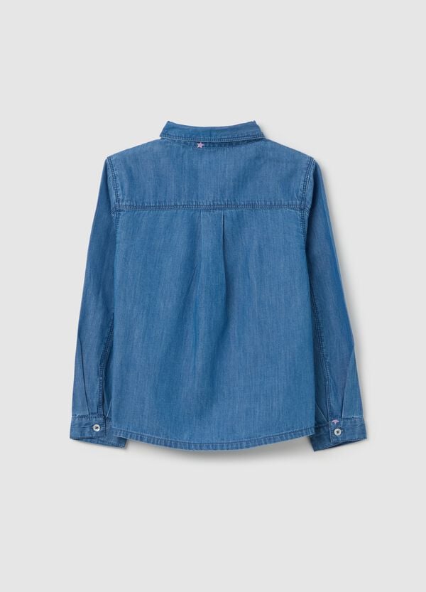 Ovs Camicia In Denim Con Ricamo Stelle