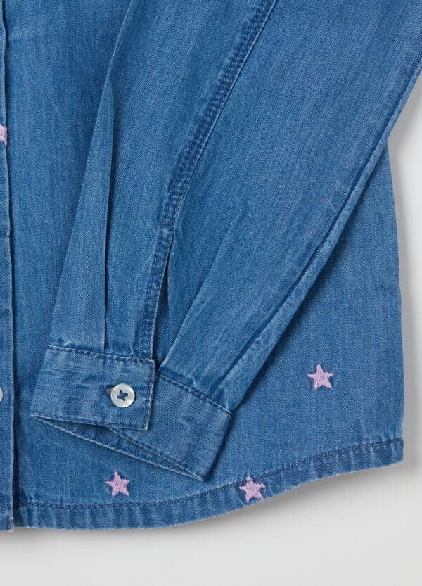 Ovs Camicia In Denim Con Ricamo Stelle