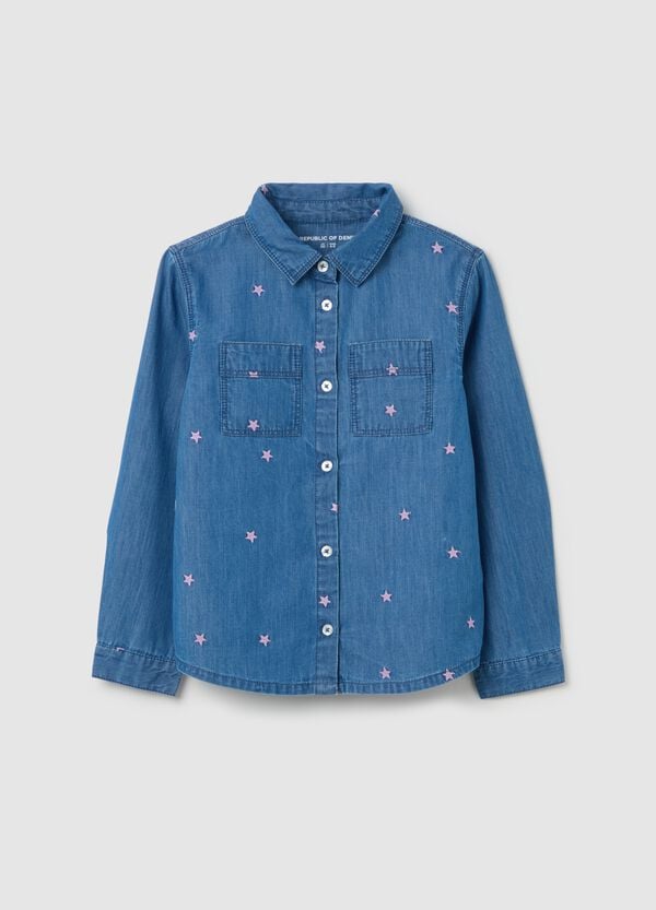 Ovs Camicia in denim con ricamo stelle