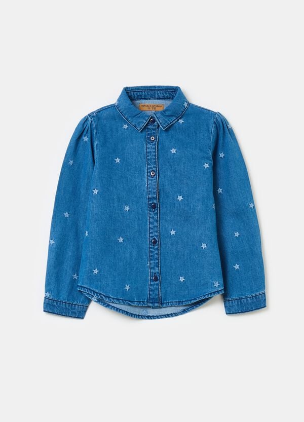 Ovs Camicia in denim con ricamo stelle