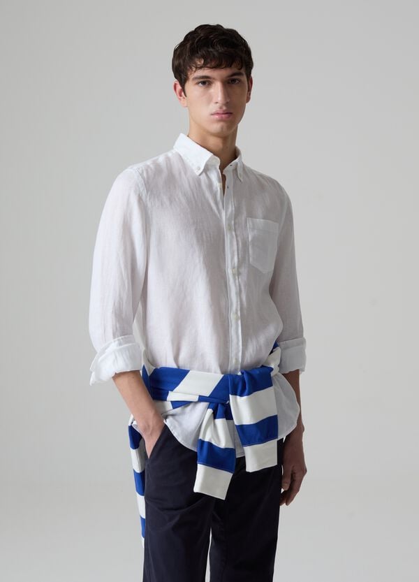 Ovs Camicia In Lino Con Tasca