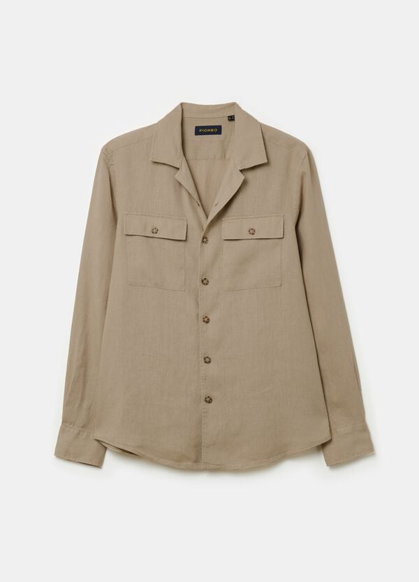 Ovs Camicia In Lino Con Tasche