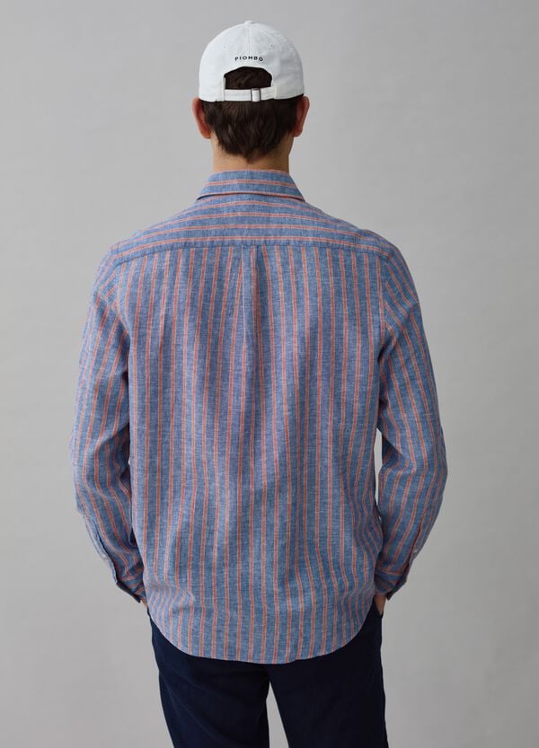 Ovs Camicia In Lino E Cotone A Righe