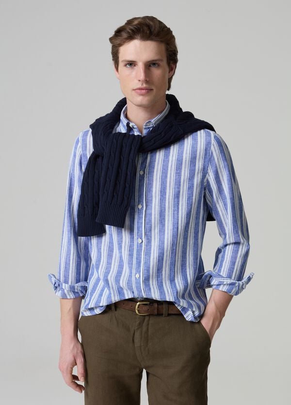 Ovs Camicia in lino e cotone a righe
