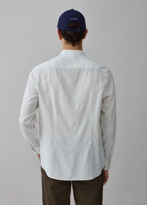Ovs Camicia In Lino E Cotone A Righe Sottili