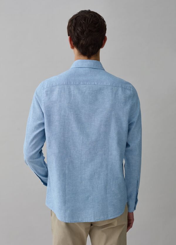 Ovs Camicia In Lino E Cotone Chambray