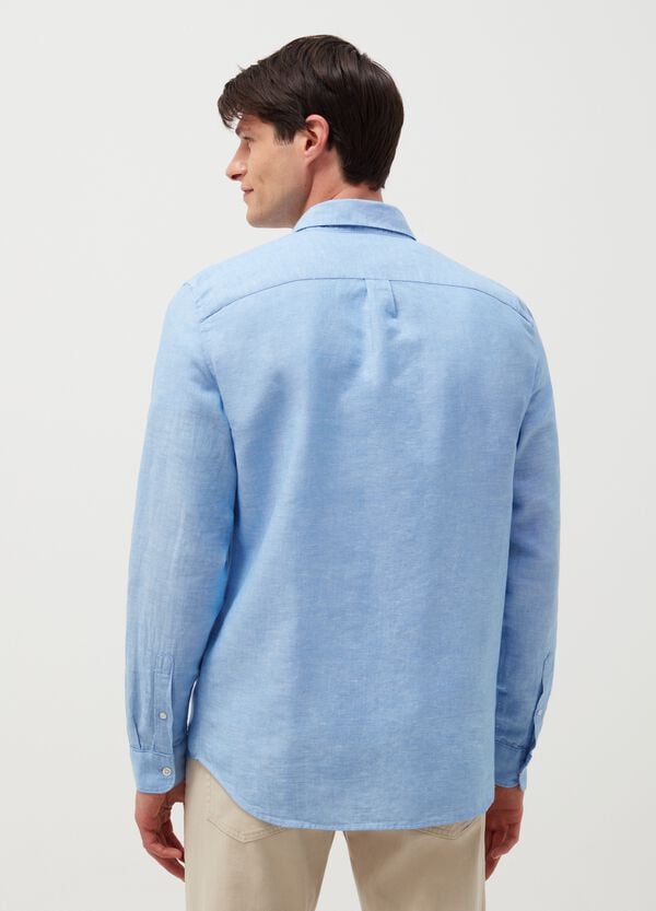 Ovs Camicia In Lino E Cotone Tinta Unita
