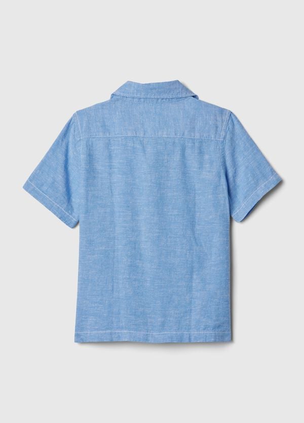 Ovs Camicia In Lino E Viscosa Con Tasca E Ricamo