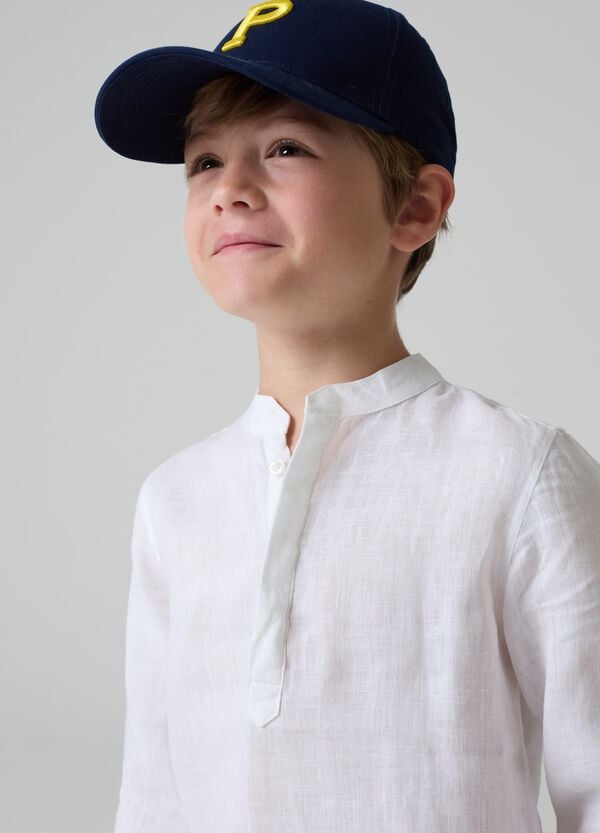 Ovs Camicia In Lino Scollo Serafino
