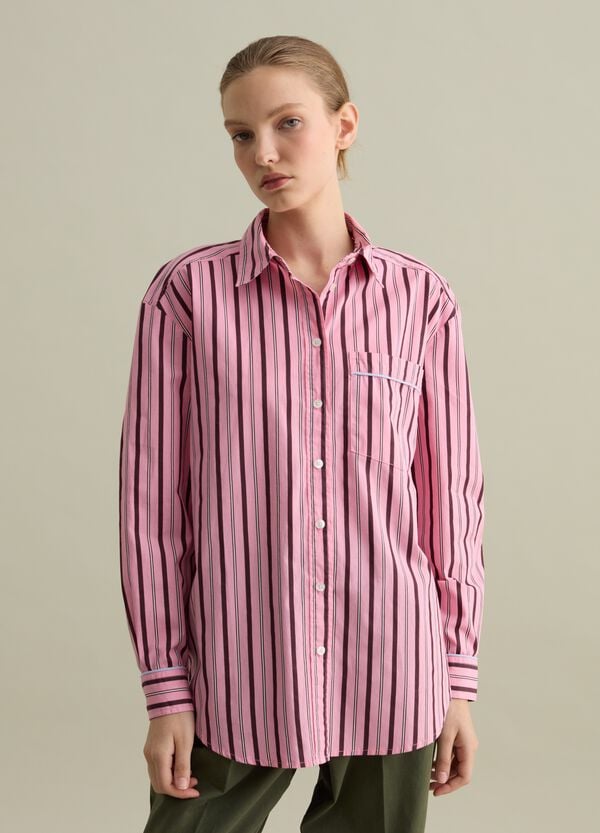 Ovs Camicia In Oxford A Righe Con Tasca