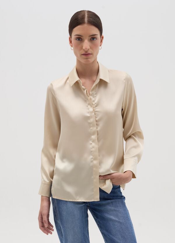 Ovs Camicia In Satin Tinta Unita