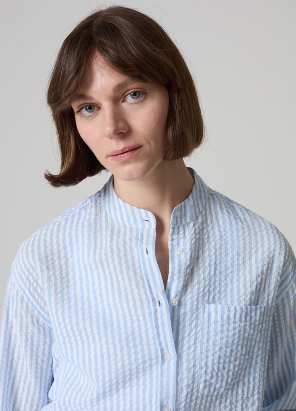 Ovs Camicia In Seersucker A Righe