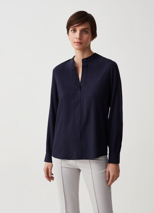 Ovs Camicia in viscosa con collo alla coreana