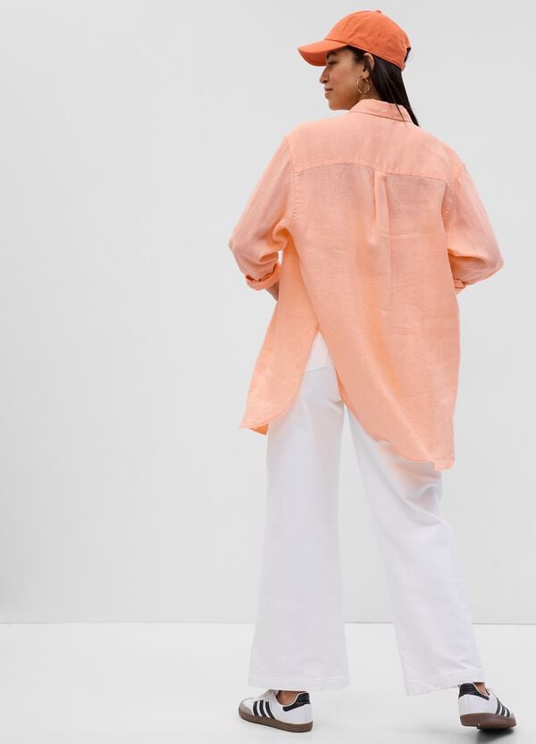 Ovs Camicia Lunga In Lino Con Tasca