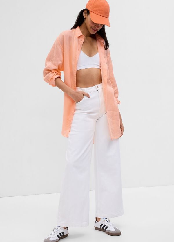 Ovs Camicia lunga in lino con tasca