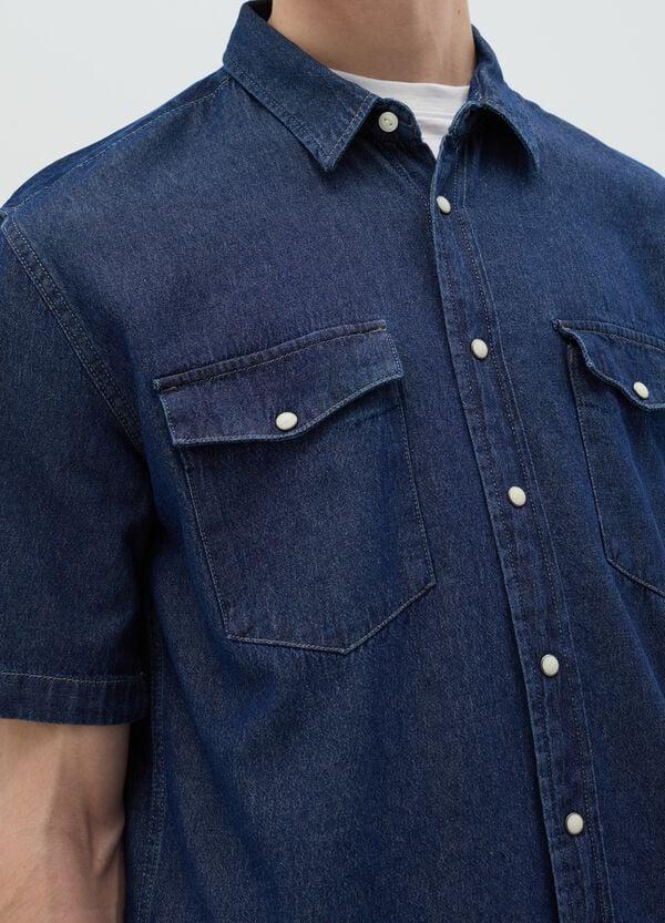 Ovs Camicia Maniche Corte In Denim Con Tasche